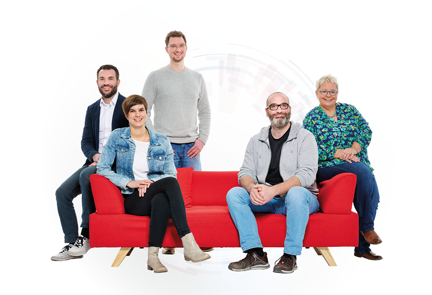 Teamfoto von Mitarbeiter aus verschiedenen Branchen der Firma JULABO