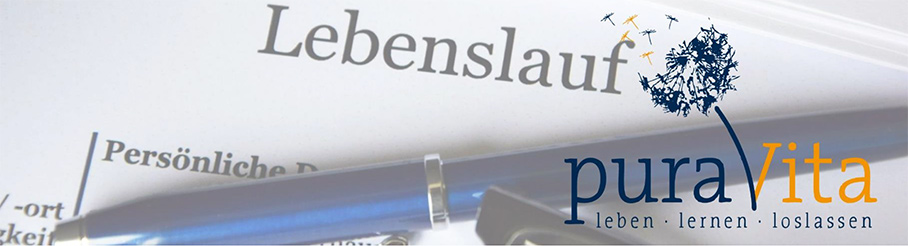 Stift auf dem Zettel Lebenslauf, puraVita GmbH, leben lernen loslassen