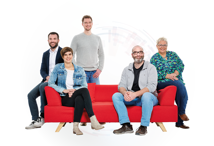 Teamfoto von Mitarbeiter aus verschiedenen Branchen der Firma JULABO